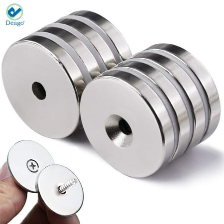 

Deago 10 Pcs Neodymium Disc Countersunk Round Hole Magnets N35 Strong Rare Earth Magnets For Home Office Hobby Crafts 22 X 5 MM(0.99 D*0.2 H)