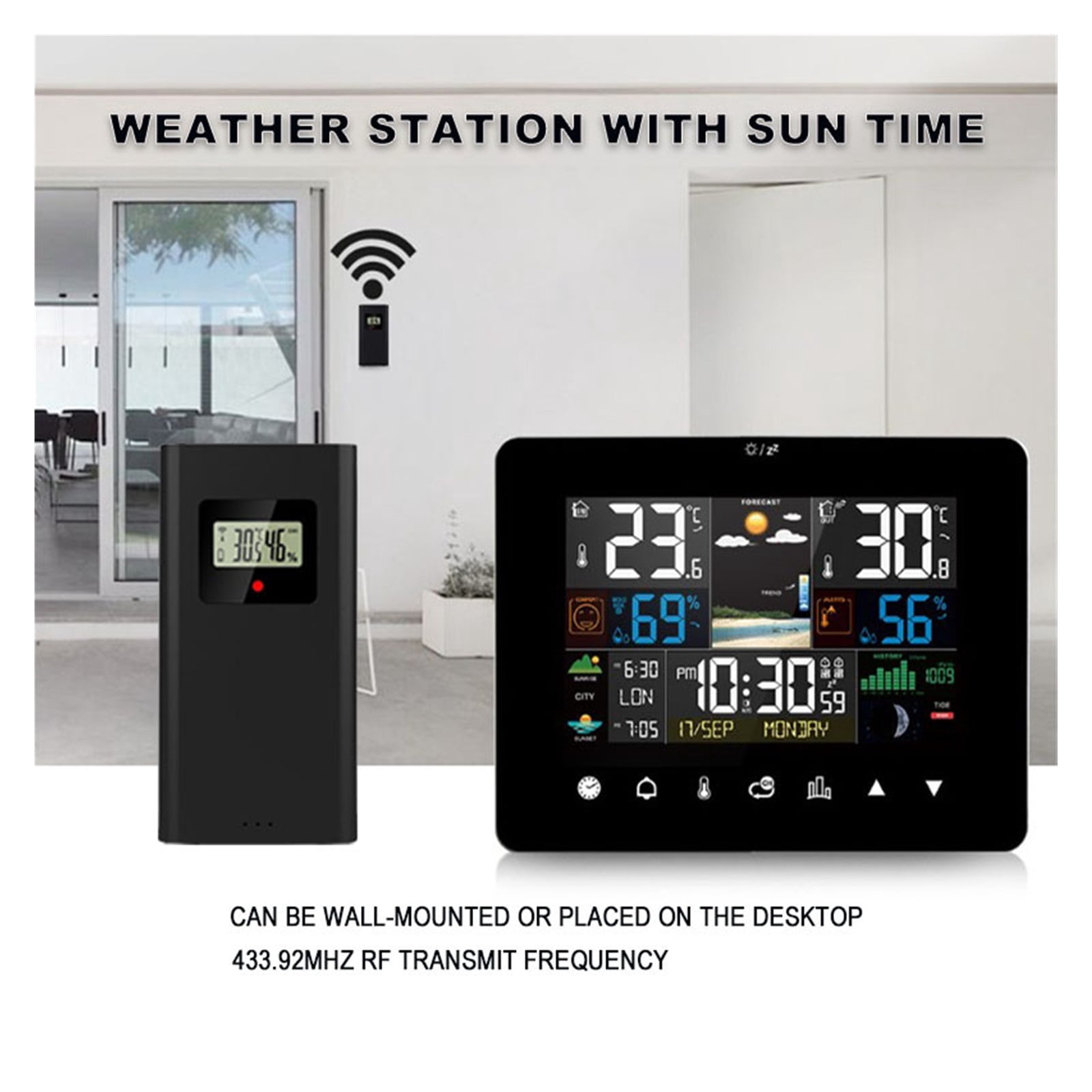 Wireless Weather Station Alarm Clock, Thermometer, Hygrometer, Touch Screen Sensor Hygrothermograph ,Fast Response