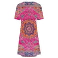 thumbnail image 4 of Summer Flower Dress for Women Casual Short Sleeve Crewneck Tank Dresses Beach Vacation Mini Sundress, 4 of 4