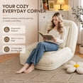 thumbnail image 3 of Miniyam Adjustable Folding Floor Chair Convertible Sofa Bed in Corduroy for Living Room Bedroom, Beige, 3 of 7