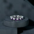 thumbnail image 5 of Rosec Jewels Heart Shape Eternity Ring for Women with Amethyst and Moissanite, 18K White Gold, US 12.50, 5 of 9