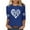 Blue, variant on Ayolanni Cute Tops for Women Going Out Black Dog Paw 3/4 Sleeve Crew Neck Pullover Blouses Women's Shirts L