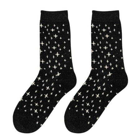 

Fashion Socks Women Socks Wool Keep Warm Winter Socks Soft Flowers Star Black Socks