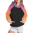 thumbnail image 2 of Bowake Vêtements d'Automne pour Femmes à Manches Longues Dégradé Chandails en Molleton Décontractés Légers Raglan avec Poche, 2 of 5