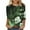 Green, variant on successthop Floral Blouses for Women Plus Size 3/4 Sleeve Tops Oversized Crewneck Casual Shirts Floral Clothes