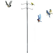 Benba Bird Feeder Station Kit 75" 4-Hook Deck Bird Feeder Pole with 2 Double Hangers, Heavy Duty Steel Feeder for Plant Hangers Lanterns Wind Chimes