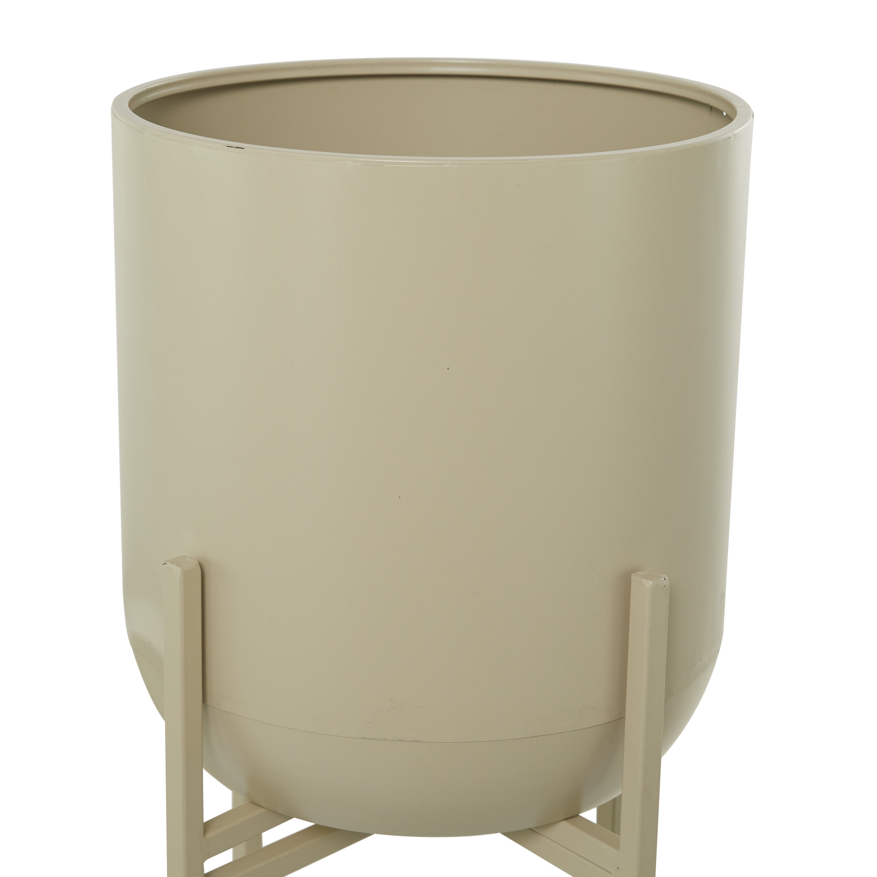 CosmoLiving by Cosmopolitan 13" x 42" Deep Recessed Dome Beige Metal Planter with Removable Stand