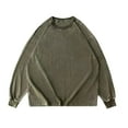 thumbnail image 2 of WRKEKC Mens Long Sleeve Tee Shirts, Men's Long Sleeve Shirts, Men's Vintage Solid Color Washed Long Sleeve Round Neck Tops, 2 of 3