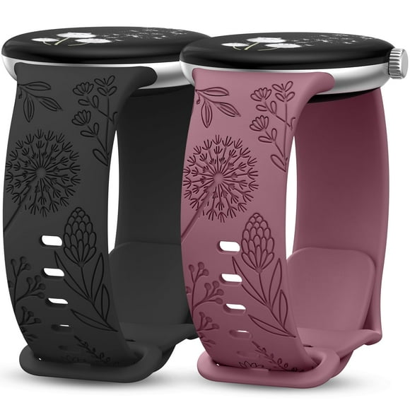Pulseras de reloj Minyee de silicona grabada con estampado floral para Google Pixel