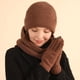 thumbnail image 2 of Conjunto de tres piezas de gorro y bufanda de invierno con forro polar y pantalla táctil para exteriores, resistente al frío, de punto grueso y resistente al frío, 2 of 6