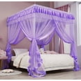 thumbnail image 1 of Cortinas de cama con dosel Mengersi, tamaño completo, para niños y niñas, color morado, 1 of 8