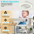 thumbnail image 3 of 19" Modern Low Profile Ceiling Fan With 6 Speeds, Reversible Bladeless Ceiling Fan, 48W Dimmable Led Fan Lights Quiet Timing For Bedroom, Living Room, Office, 3 of 11