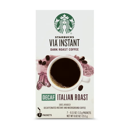 Starbucks VIA Instant Decaf Italian Roast Dark Roast Coffee (1 box of 7