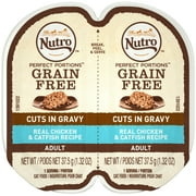 NUTRO PERFECT PORTIONS Grain Free Real Chicken & Catfish Recipe Cuts in Gravy Adult Wet Cat Food, 2.64 Ounce Twin-Pack Trays