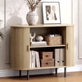 thumbnail image 2 of ROGALIS 40" Buffet Sideboard Cabinet with Storage, Modern Fluted Cabinet with Sliding Doors & Adjustable Shelf, Coffee Bar Accent Cabinet for Kitchen, Dining Room, Entryway, Oak, 2 of 6