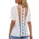 thumbnail image 4 of Camiseta de mujer de manga corta con cuello redondo Sexy Hollow Summer Top suelto, blanco, S Methold AP001234-01, 4 of 7