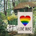 thumbnail image 3 of Newhomestyle LGBT Pride Rainbow Garden Flag 12×18 Inch Love Wins Heart Small Vertical Double Sided Seasonal Outside Decor for Yard Farmhouse, 3 of 4