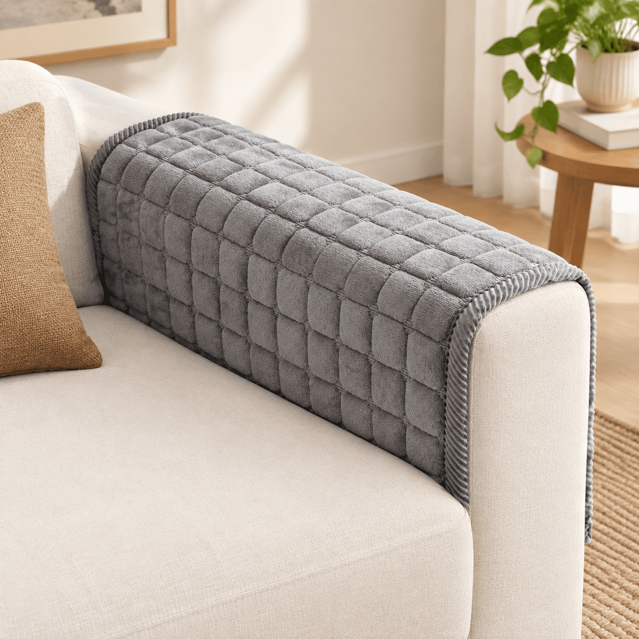Couch Arm Covers For Sofa Washable(27.6 x27.6 Dark Grey)