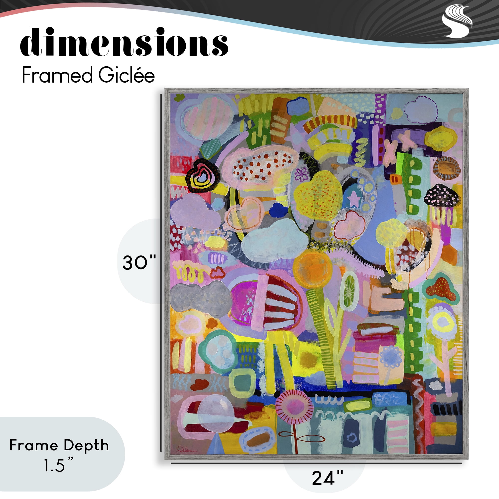 Stupell Industries Big Happy Whimsical Collage Gray Framed Giclee Art, design by Mary Robertson