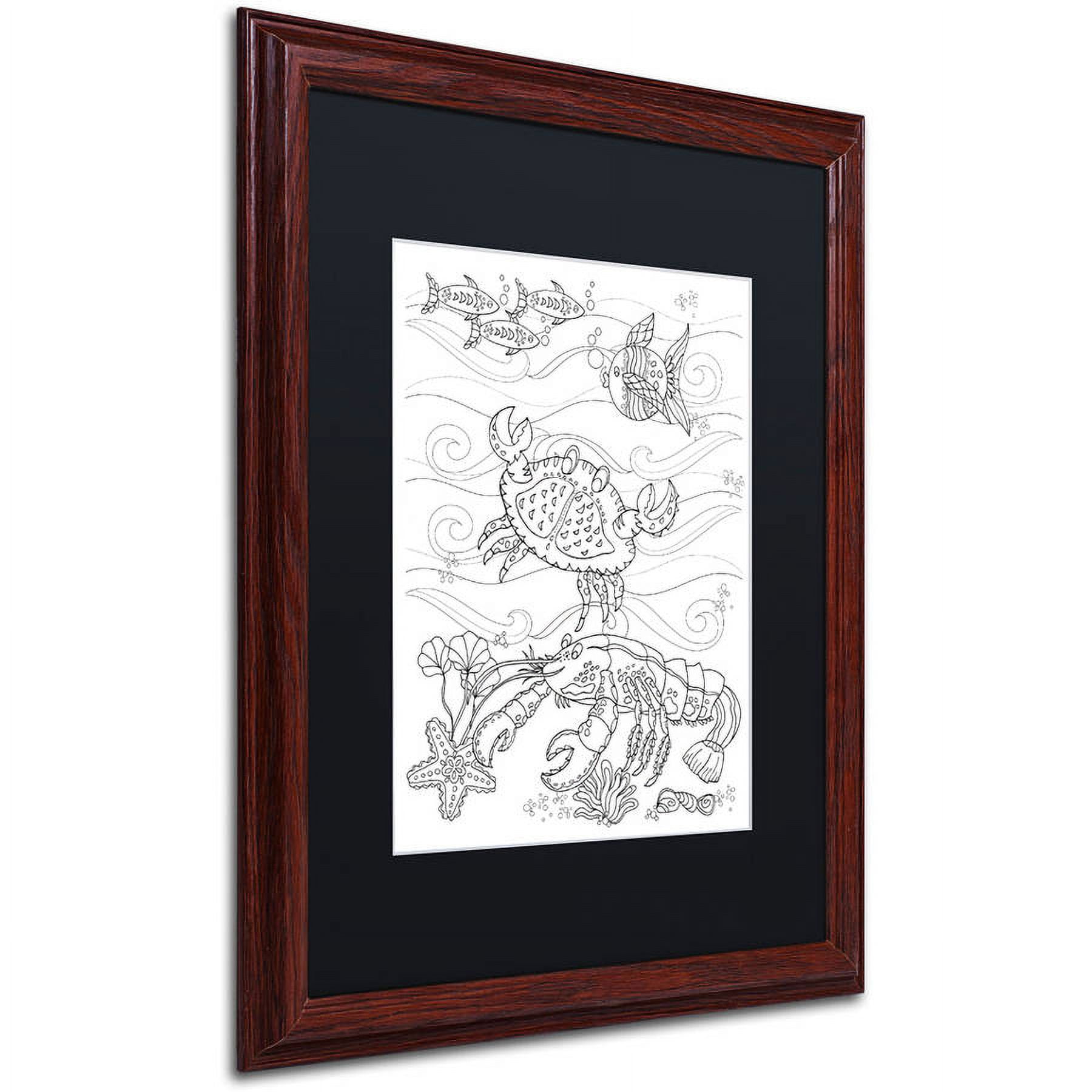 Trademark Fine Art "Crab And Lobster" Canvas Art by Lisa Powell Braun, Black Matte, Wood Frame