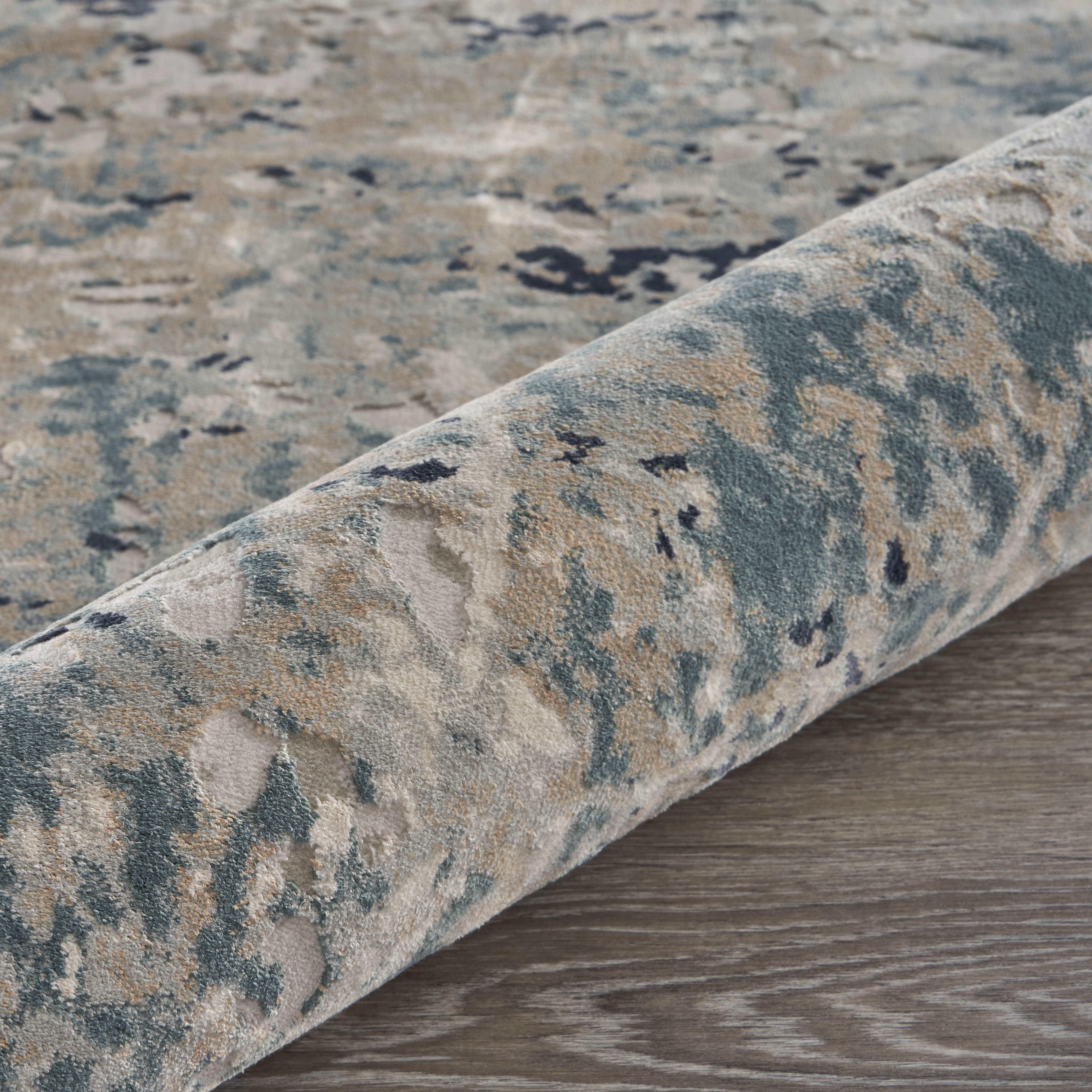 Lr Home Neutral Distressed Abstract Accent Rug, Gray / Blue, 1'10" x 3'