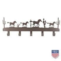 Wall Mounted Coat Rack with Hooks – Rustic Western Horse & Cactus Organizer for Entryway