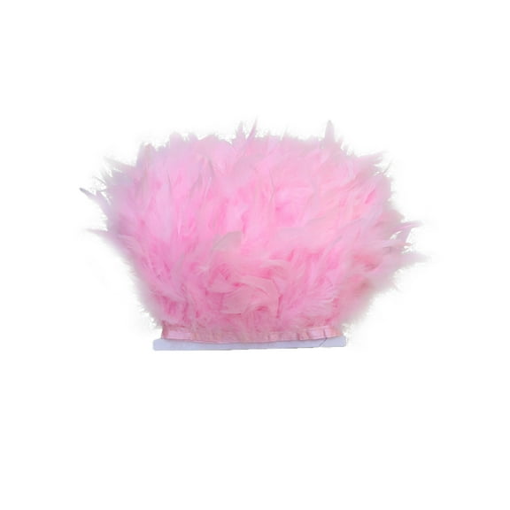 HUONA 2 Meters Natural Turkey Feathers Trims Width 4-6 inches Feather Fringe Trims Fluffy Plumes Dress Up Craft Costume Accessories for Party Wedding Decorations Pink