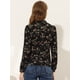 thumbnail image 4 of Blusa de Manga Larga Allegra K con Cuello en V y Estampado Floral Negro S, 4 of 5