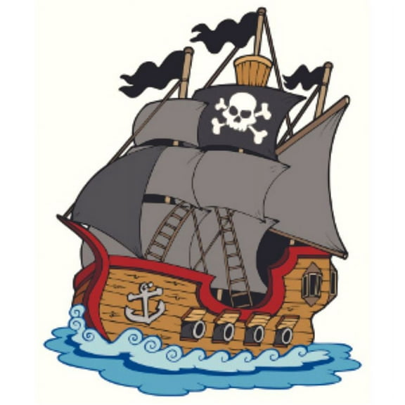 Pirate Ship Sailing Wall Decals - Boys Room Pirates Ships Kids Decor Sticker Room Decoration for Bedrooms Nursery Kindergarten - Childrens Vinyl Wall Art Stickers Sticker Boy Designs Size (30x30 inch)
