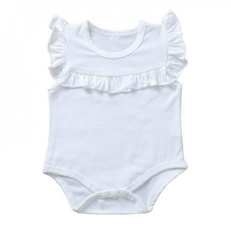 

Clearance!Summer Infants Baby Girl Jumpsuit Clothes Ruffles Sleeveless Cotton Romper Kids Solid Toddler Playsuit One-piece Outfit White 70