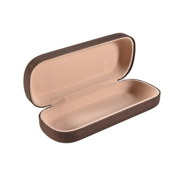 Portable Glasses Case Hard Wooden Grain Spectacle Frame Box Reading Sunglasses Holder Storage Case-Dark Brown