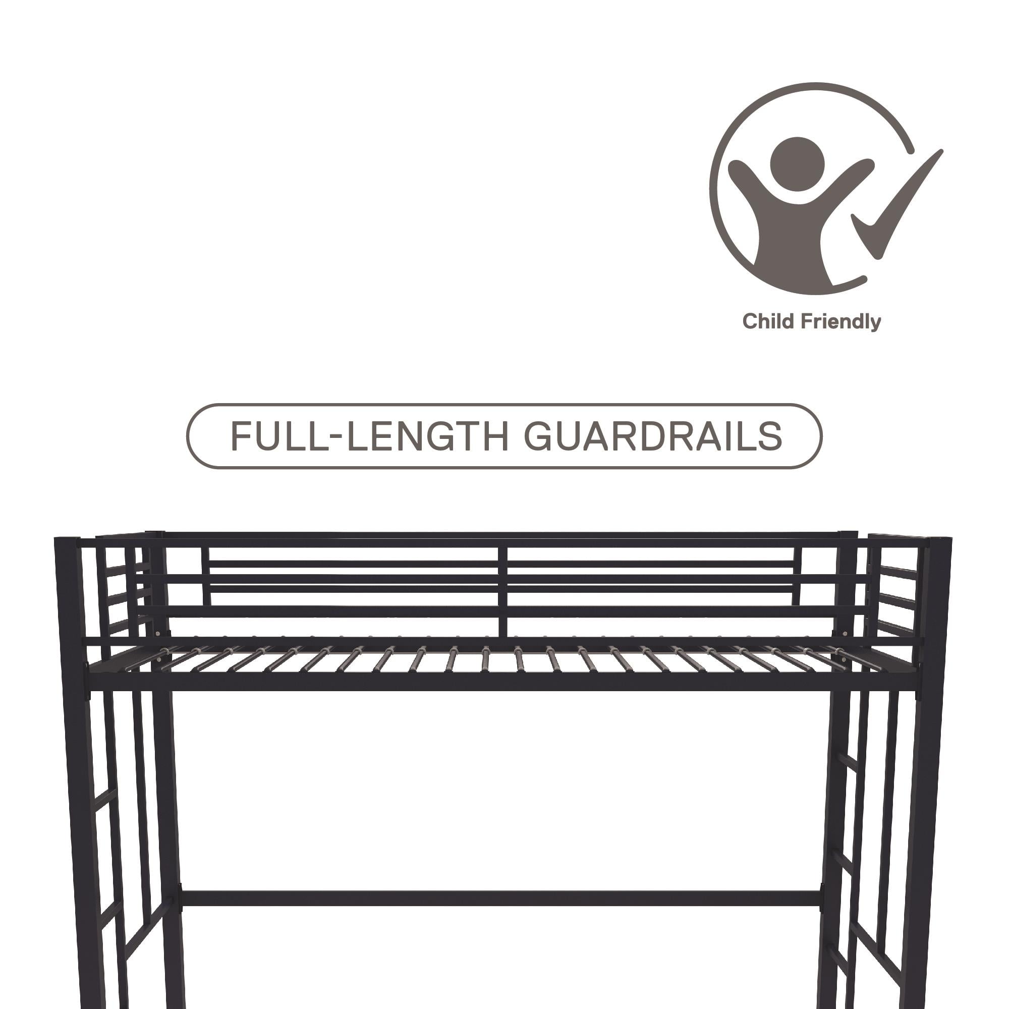 Your Zone Brittain Twin Metal Loft Bed, Navy Blue