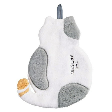

Cat Wipe Towel Hanging Absorbent Towel Children s Cute Hand Cloth Coral Fleece Kitchen Wash Towel