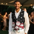 thumbnail image 4 of Yuyamidu Cute Snowman Men's V-Neck Suit Vests Size 2XL Christmas Formal Slim Fit Business Dress Vest Waistcoat with 3 Pockets for Suit or Tuxedo, 4 of 7