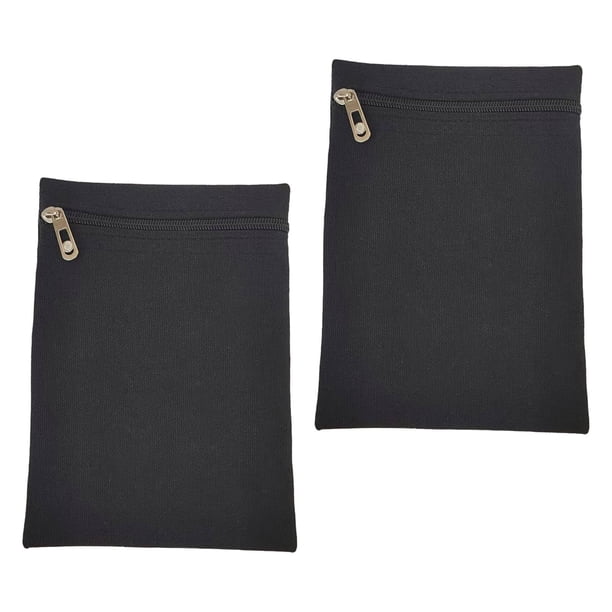 2 bolsillos laterales para coser con cremallera, bolsillo de seguridad para viajes, ligero e invisible. Negro