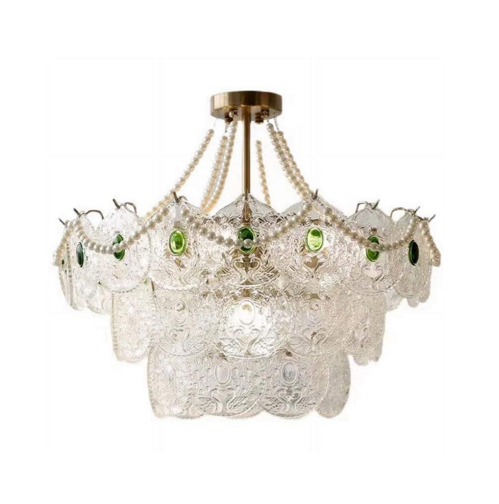 FINE MAKER Modern Crystal Chandeliers, 23.6 Inch Gold Luxury Pendant Light, 3-Tier Crystal French Hanging Ceiling Lamp Fixture for Entryway Bedroom
