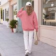 thumbnail image 6 of IAJDKMEK Womens Solid Pocket Sweatshirt - Crew Neck Sweatshirts Women Long Sleeve Pullover Oversized Tops with Pockets,Pink 2XL, 6 of 6