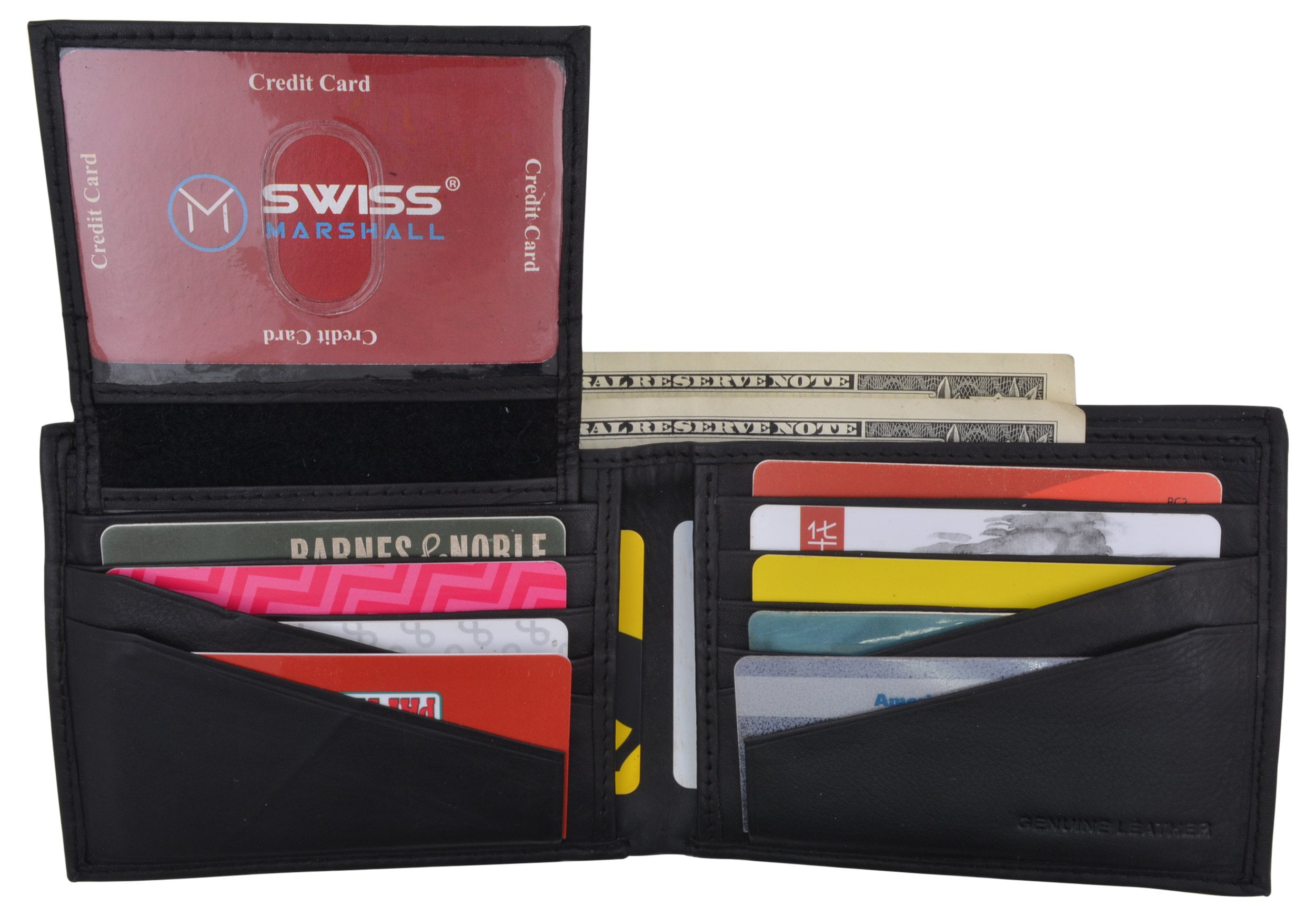RFID Mens Soft Leather Black Bifold Wallet With Removable MultiCard ID