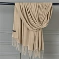 thumbnail image 2 of Delayuji Pashmina Scarf for Women Scarf for Women Women Pashmina Scarf Soft Solid Plain Shawl Wrap Fashion Warm Neck with Fringes A Brown, 2 of 6