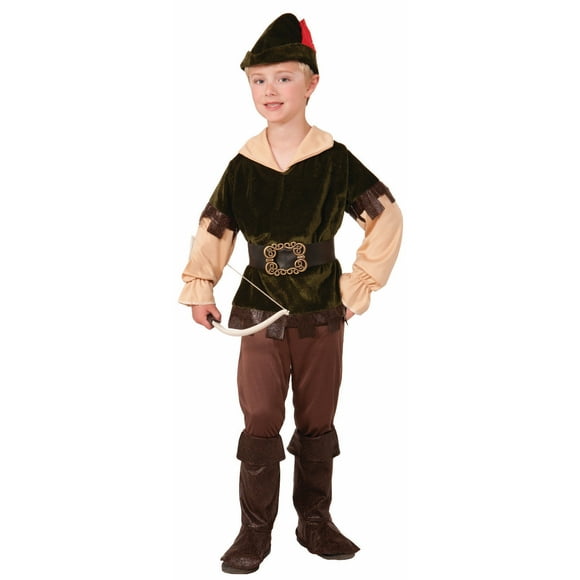 Costume d'Homme de Bois d'Archer Enfant Sherwood Robin Hotte Forêt Vert Médiéval sm-lg