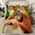 thumbnail image 2 of Castle Fairy Brown Monkey 3pcs Twin Sheet Sets,Jungle Wildlife Twin Fitted Sheet,Woodland Animal Breathable Flat Sheet,Ultra Soft Rustic Home Decor, 2 of 7