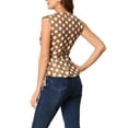 thumbnail image 4 of Allegra K Women's Sleeveless V-Neck Self Tie Wrap Front Dotted Top, 4 of 7