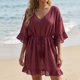 thumbnail image 5 of Neewe Women's Swimsuit Coverup Short Sleeve Bathing Suit Cover Up V Neck Beach Cover Up Dress Vacation Outfits 2026, 5 of 7
