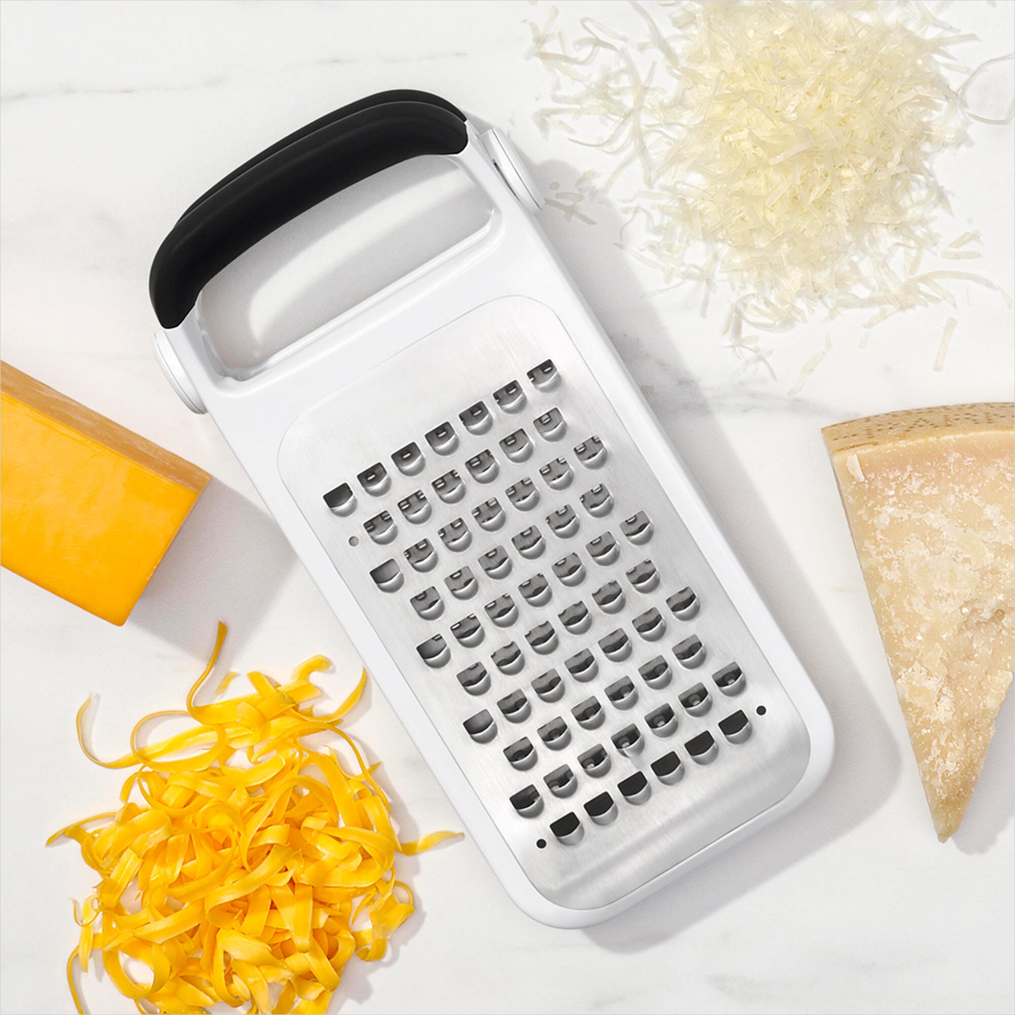 OXO Etched Two-Fold Grater, Stainless Steel, Folding Cheese & Vegetable Grater