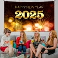 thumbnail image 2 of 2025 New Year Banner Decoration 115x180cm Polyester Fabric Festive Party Background with Metal Rings, 2 of 2