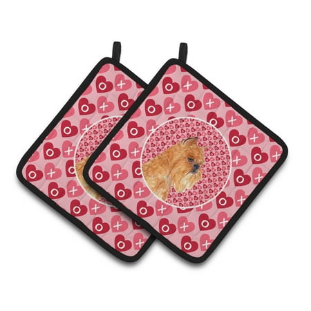 

Caroline s Treasures Brussels Griffon Hearts Love and Valentine s Day Portrait Pair of Pot Holders