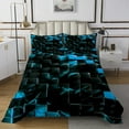 thumbnail image 1 of Erosebridal Blue Buffalo Grid Coverlet Set King,Geometric Plaid Bedding Set,Futuristic Cubes Decor,Ultra Soft,3 Pieces, 1 of 5