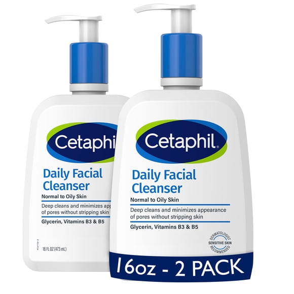 Limpiador facial diario Face Wash CETAPHIL, 473 ml, paquete de 2