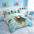thumbnail image 2 of Manfei Cartoon Otter Bedding Comforter Set for Kids Boys and Girls, Blue Brown Queen Bedding Sets, Gray Reversible 7-Piece, 2 of 6