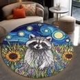 thumbnail image 4 of Circle Area Rug, Raccoon Washable Non-Slip Floor Carpet, Soft Rug for Living Room Bedroom Decor 71 Inch, 4 of 6